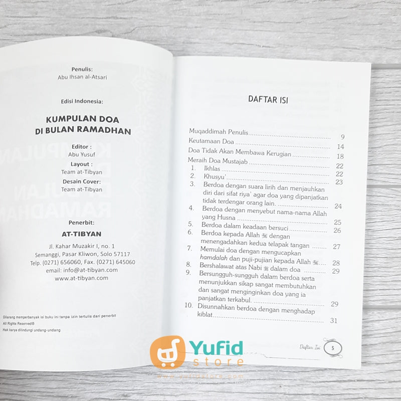 BUKU KUMPULAN DOA DI BULAN RAMADHAN (AT-TIBYAN) – Yufid Store Toko Muslim