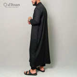 d’Ihsan Jubah Pria Model Arab Lengan Panjang Warna Hitam