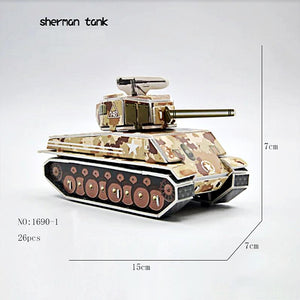 AISHANGPIN 3D PUZZLE DIY TOY SHERMAN TANK MS 1690-1 PUZZLE 3D TANK SHERMAN