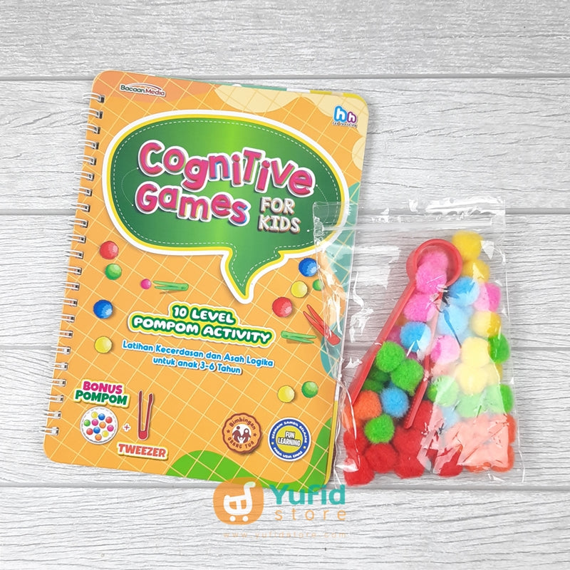 BUKU COGNITIVE GAMES FOR KIDS 10 LEVEL POMPOM ACTIVITY BACAAN MEDIA Buku cognitive games for kids 10 level pompom activity bacaan media