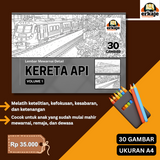 LEMBAR MEWARNAI DETAIL KERETA API - 30 GAMBAR UKURAN A4 (ERKAJE LEARNING KIT)