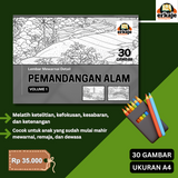 LEMBAR MEWARNAI DETAIL PEMANDANGAN ALAM - 30 GAMBAR UKURAN A4 (ERKAJE LEARNING KIT)