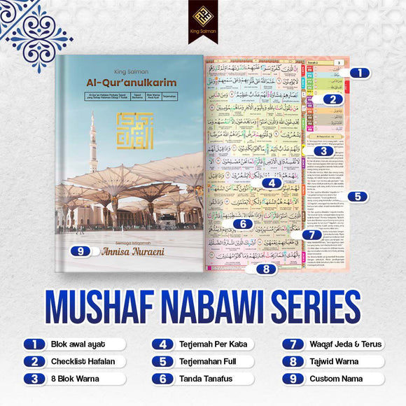 MUSHAF AL-QUR'AN TERJEMAH PERKATA NABAWI SERIES CUSTOM NAMA UKURAN A5 (KING SALMAN)