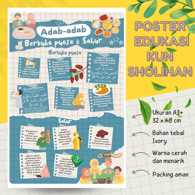 Poster Adab Adab Berbuka Puasa Dan Sahur Kun Sholihan Yufid Store Toko Muslim