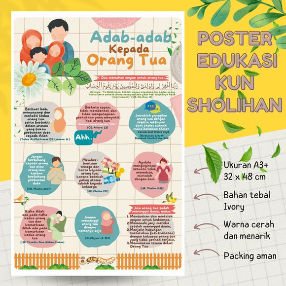 POSTER ADAB KEPADA ORANG TUA (KUN SHOLIHAN) – Yufid Store Toko Muslim