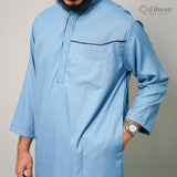 d’Ihsan Jubah Pria Model Arab Lengan Panjang Warna Biru