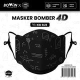 Bowin Masker Anak Bomber 4D Black Kids