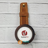 Jam Tangan Yufid.TV Logo Warna Dasar Putih Strap Cokelat Diameter 45