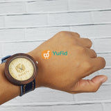Jam Tangan Yufid.Tv Logo Ukir Strap Biru Diameter 40