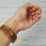 Jam Tangan Yufid.Tv Logo Ukir Strap Cokelat Diameter 45