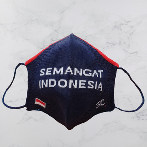 Masker Knitt 3C Semangat Indonesia - Biru Tua